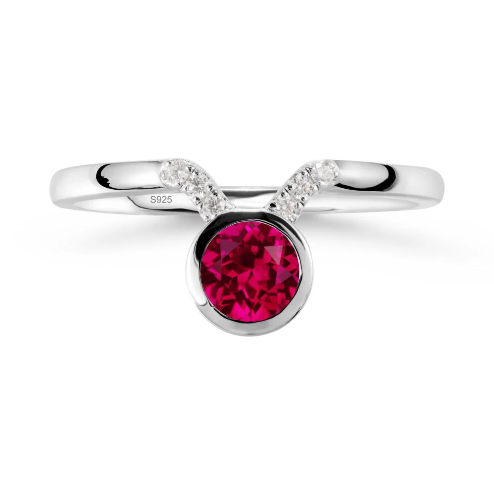 Round Ruby Taurus Zodiac Ring-Sensual & Loyal - Image 9