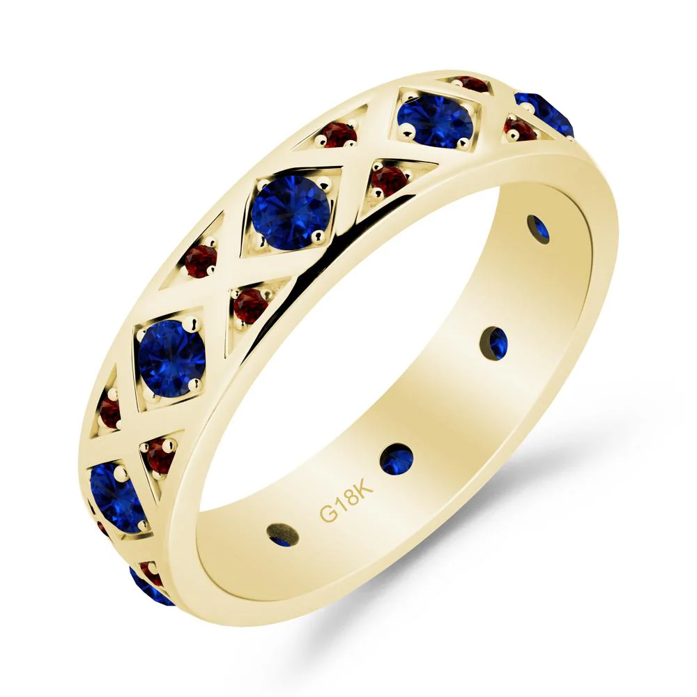 Round Sapphire and Garnet and Garnet Statement Ring - Image 9