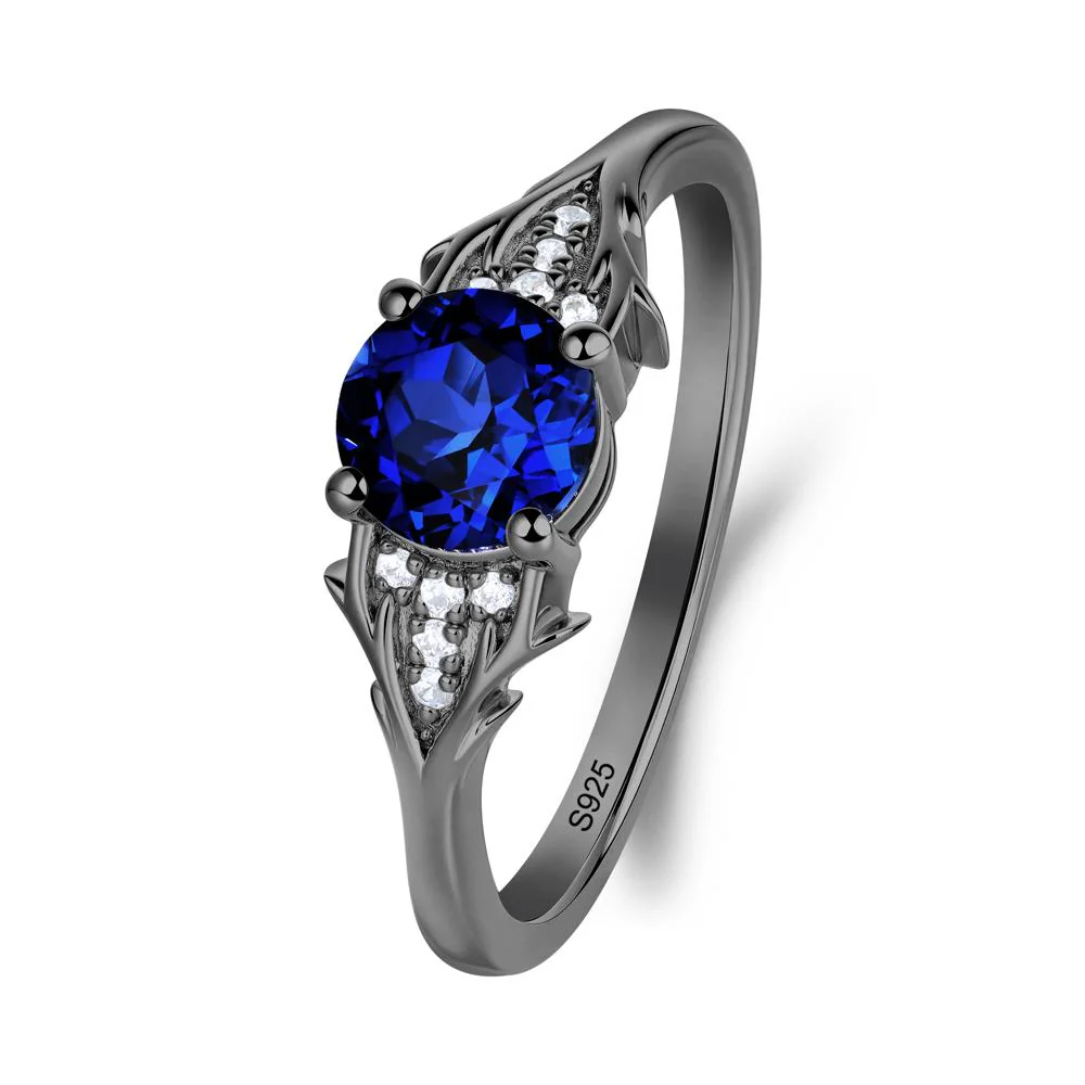 Round Sapphire Branch Engagement Ring - Image 3