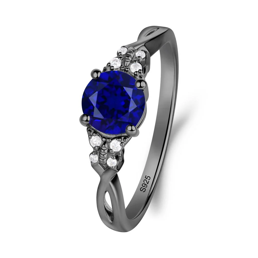 Round Sapphire Butterfly Ring - Image 2