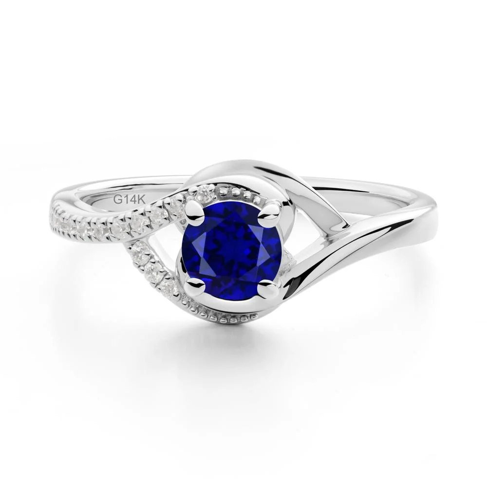 Round Sapphire Bypass Statement Ring - Image 2