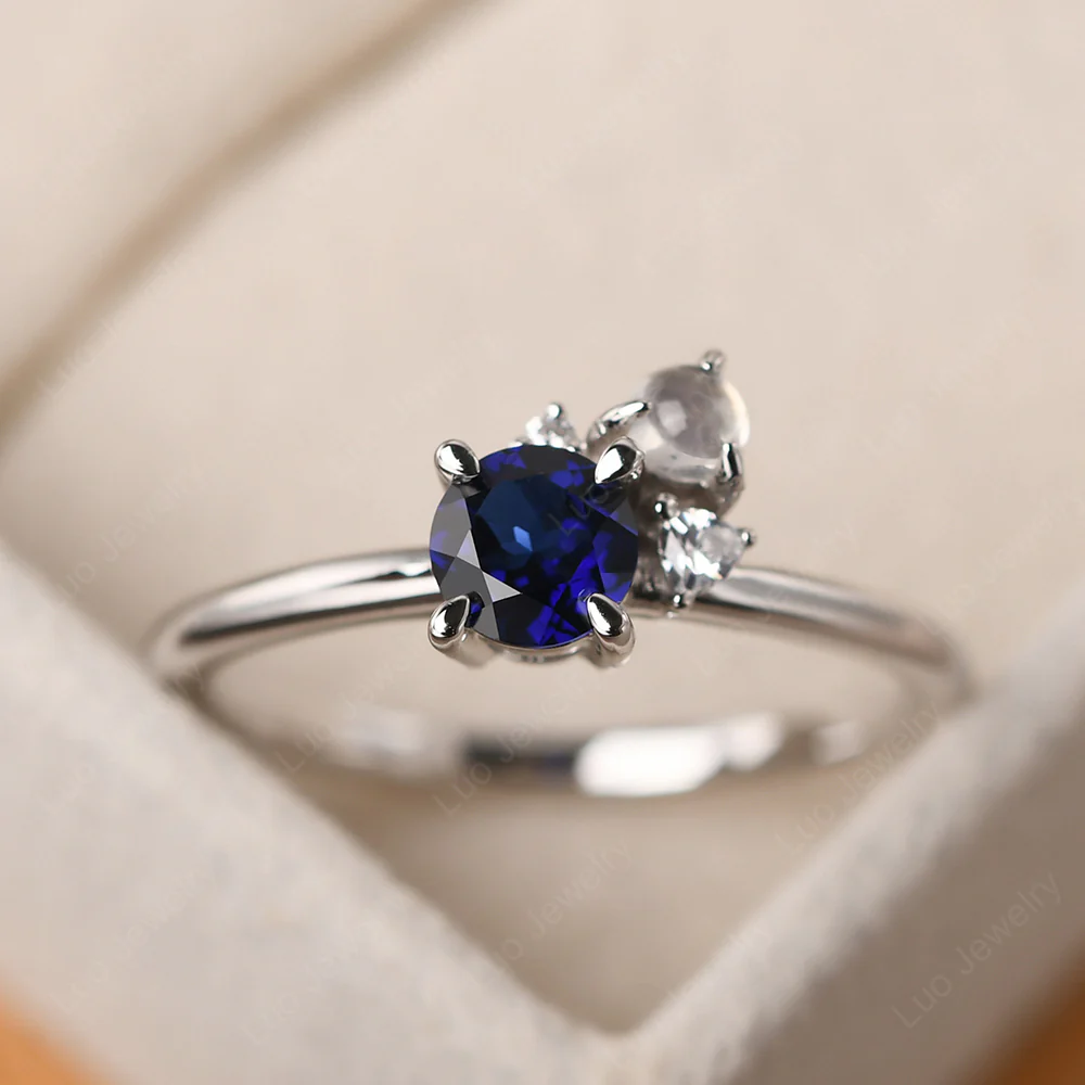 Round Sapphire Engagement Ring - Image 2