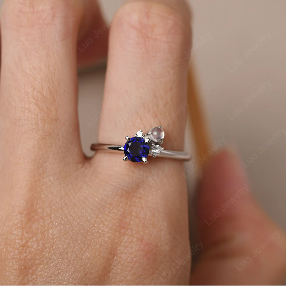 Round Sapphire Engagement Ring - Image 6