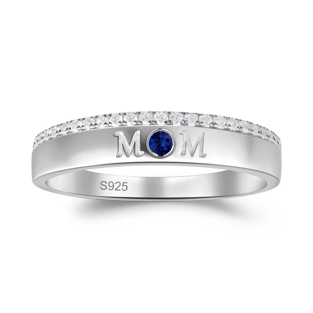 Round Sapphire Eternity Mom Ring