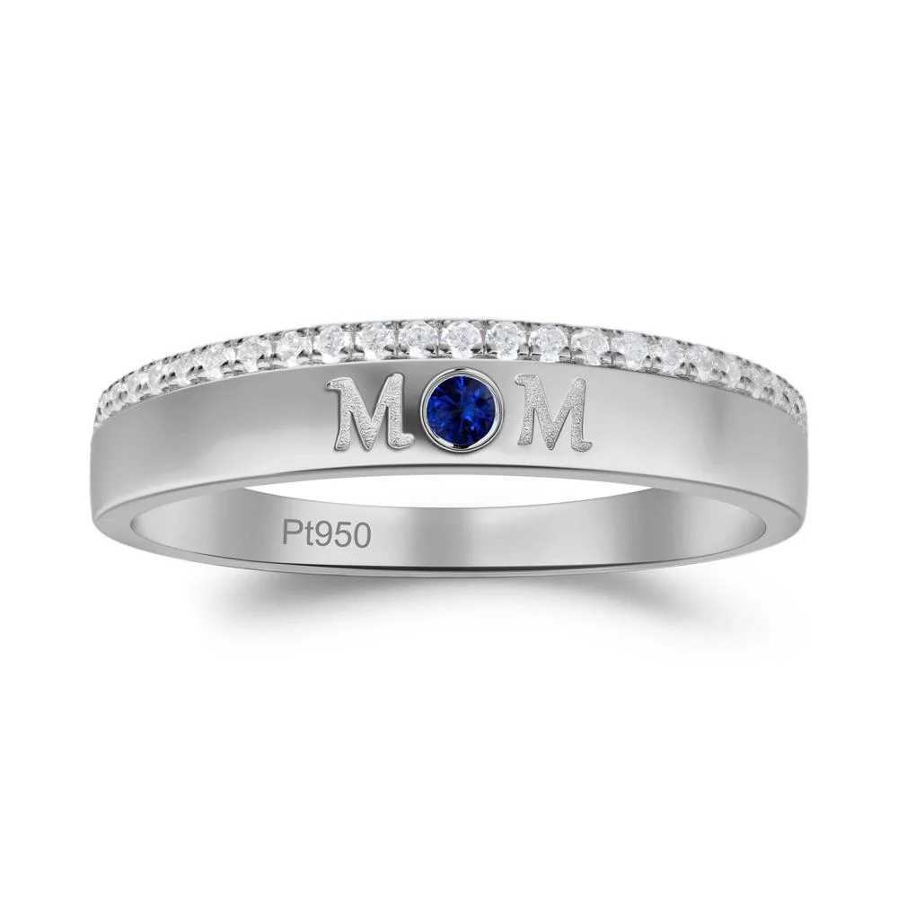 Round Sapphire Eternity Mom Ring - Image 2