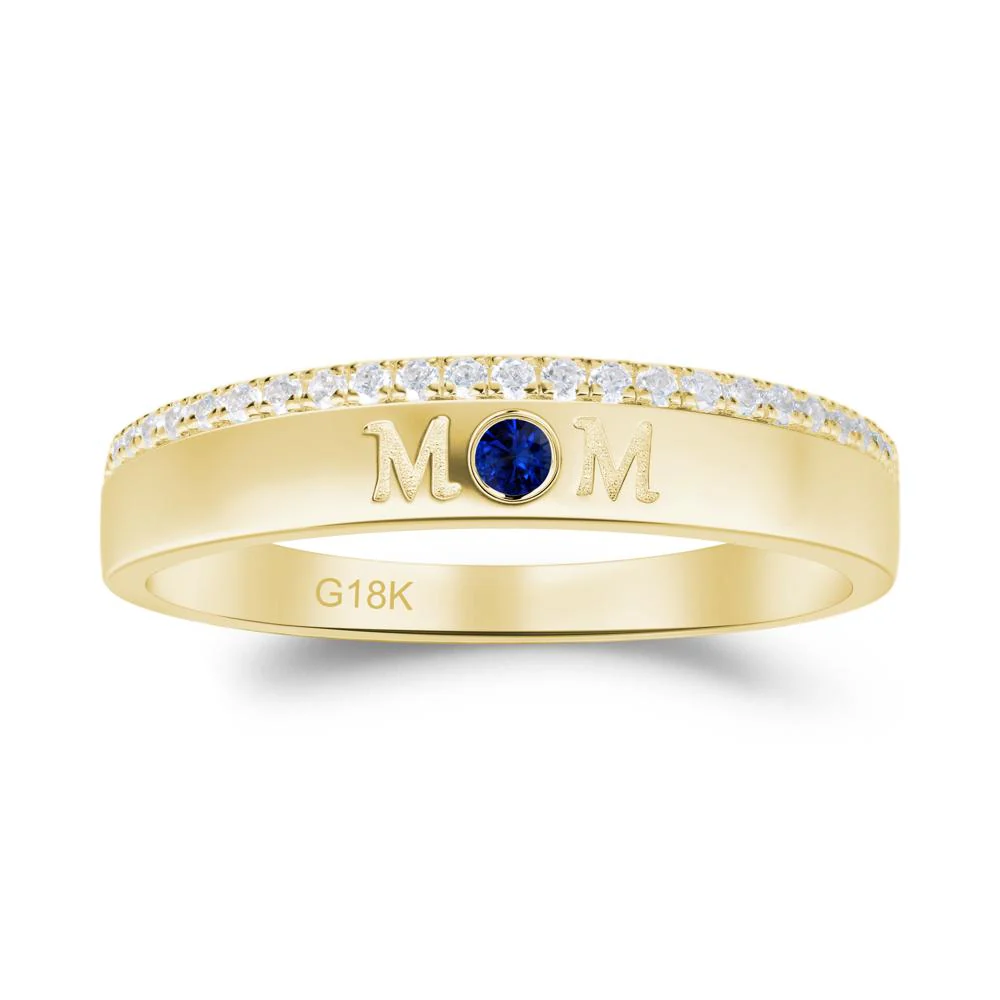 Round Sapphire Eternity Mom Ring - Image 4