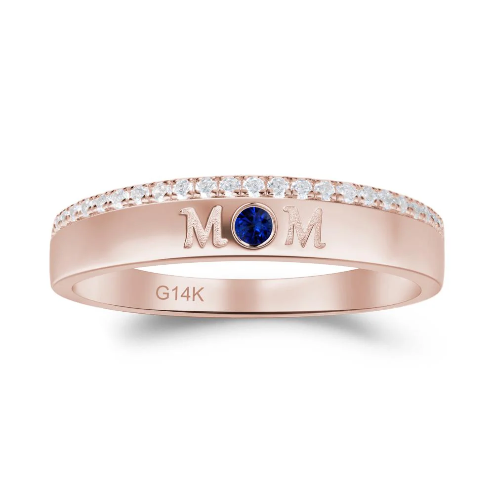 Round Sapphire Eternity Mom Ring - Image 5