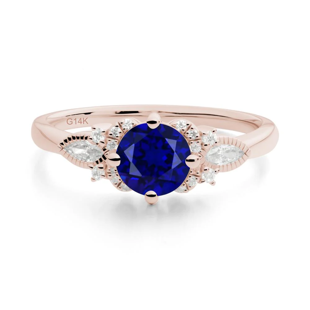 Round Sapphire Floral Statement Ring - Image 2