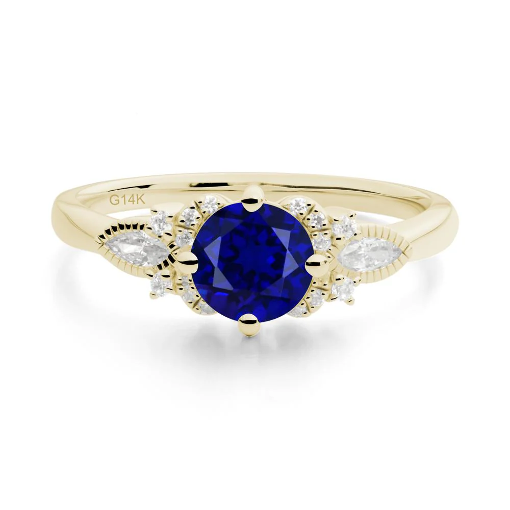 Round Sapphire Floral Statement Ring - Image 3