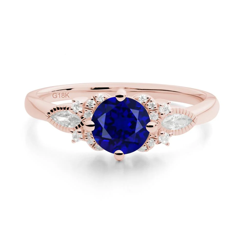 Round Sapphire Floral Statement Ring - Image 4