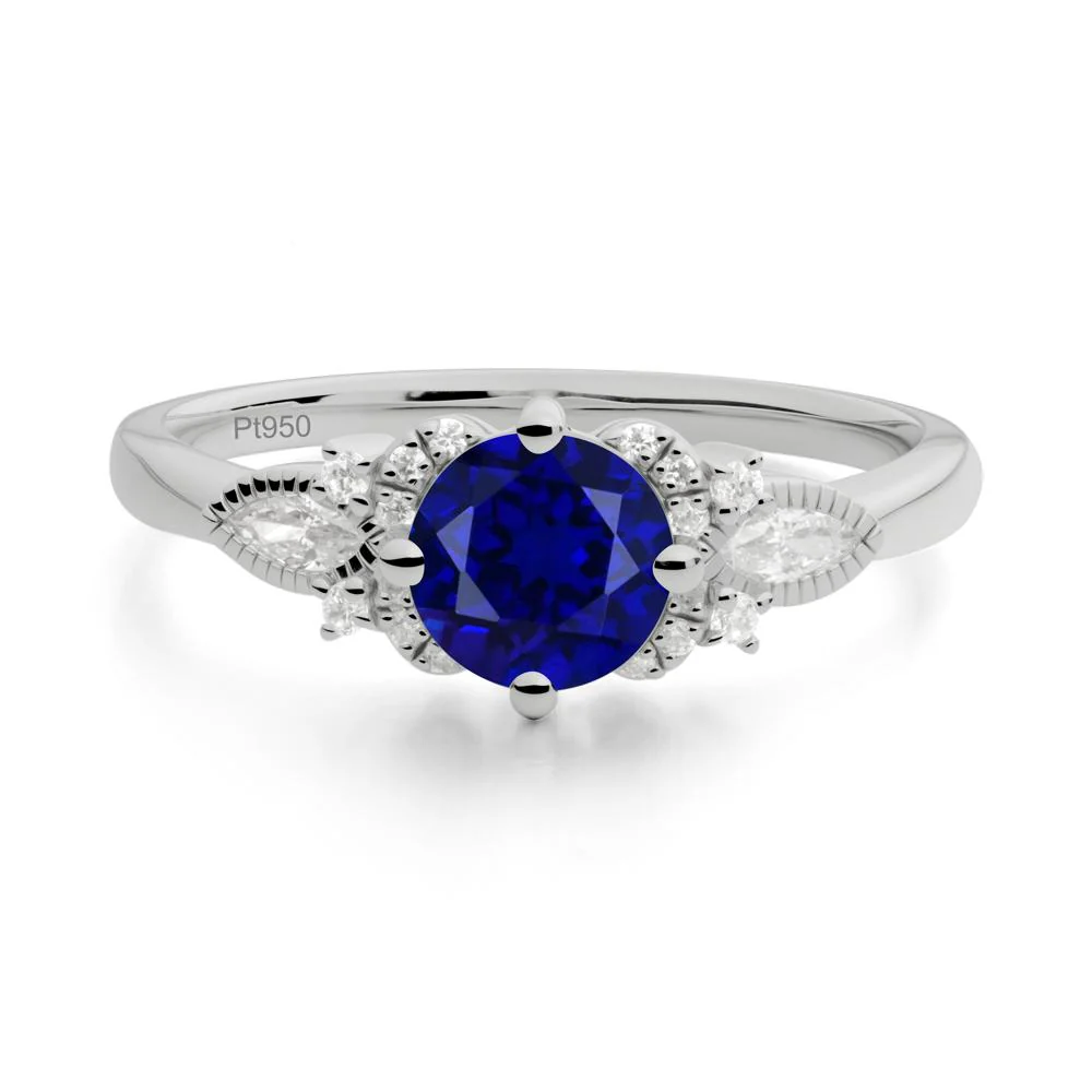 Round Sapphire Floral Statement Ring - Image 5