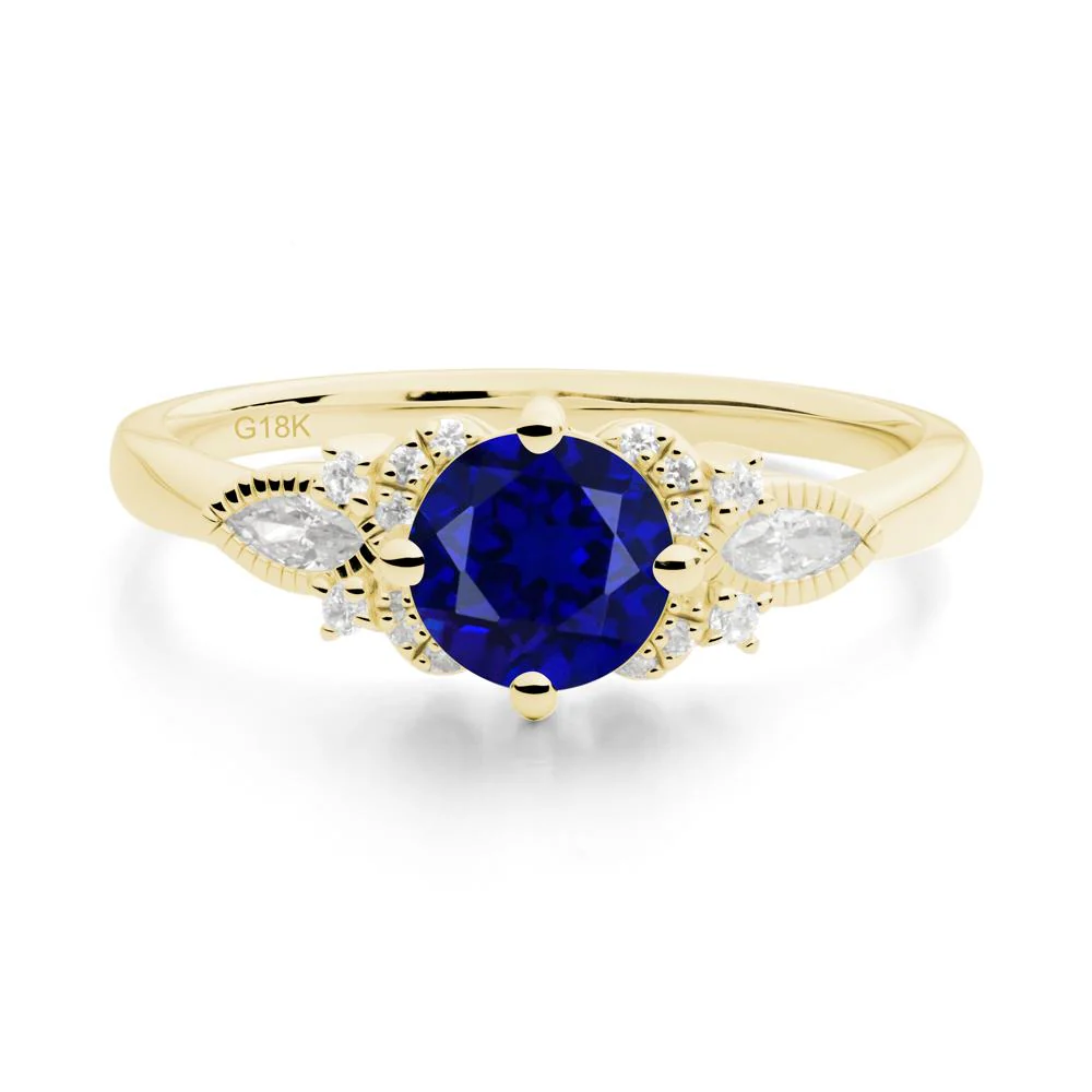 Round Sapphire Floral Statement Ring - Image 7
