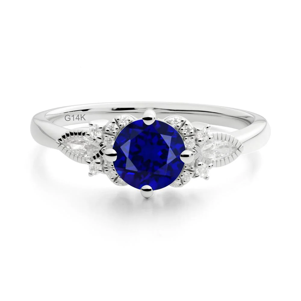 Round Sapphire Floral Statement Ring - Image 9