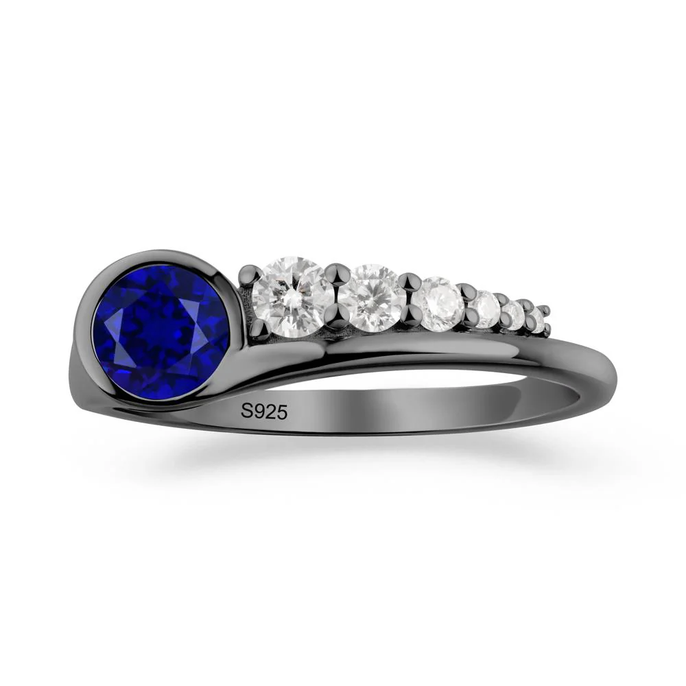 Round Sapphire Graduated Bubble Ring - Image 6