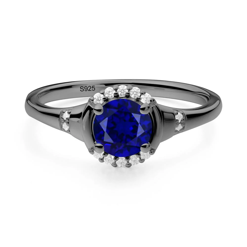 Round Sapphire Halo Ring