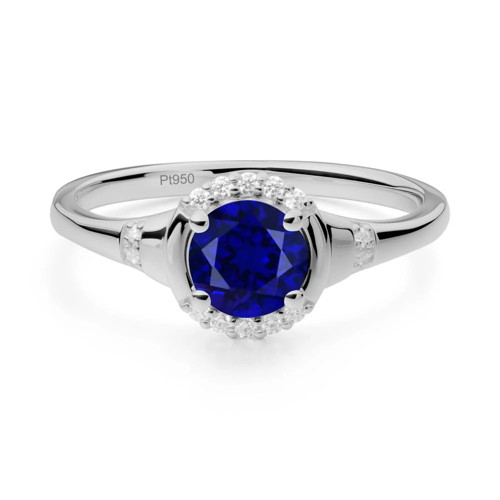 Round Sapphire Halo Ring - Image 3
