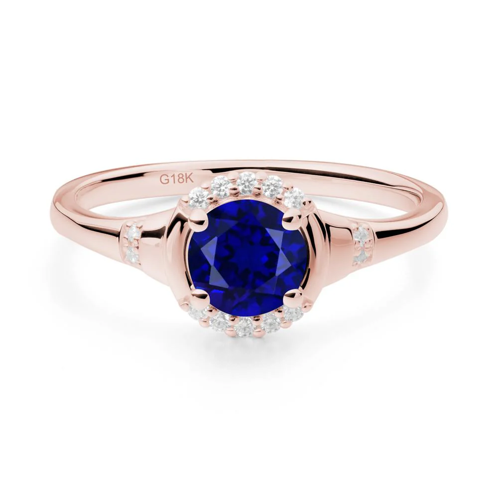 Round Sapphire Halo Ring - Image 4