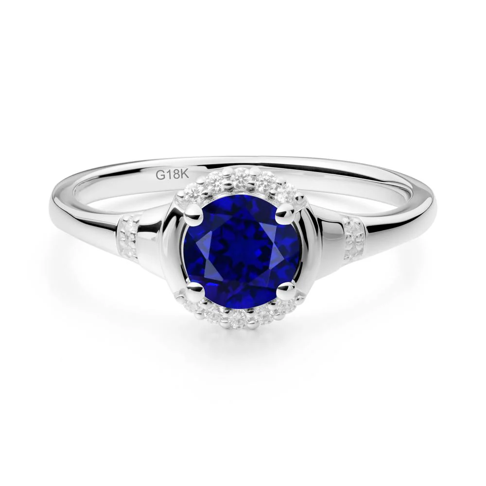 Round Sapphire Halo Ring - Image 5