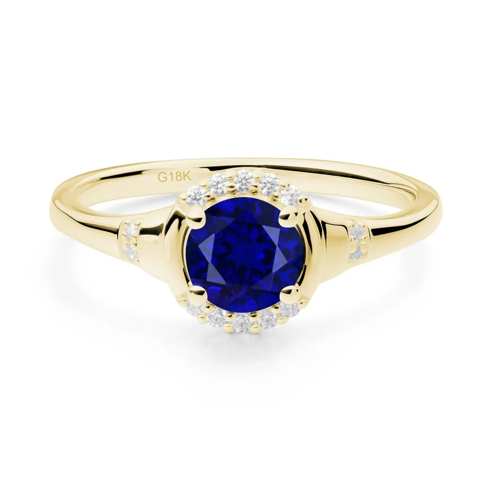 Round Sapphire Halo Ring - Image 6