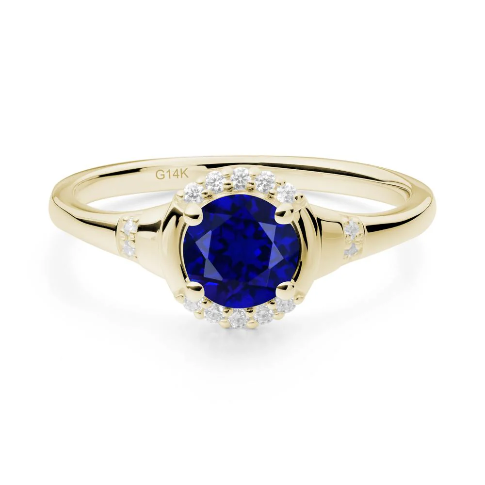 Round Sapphire Halo Ring - Image 7