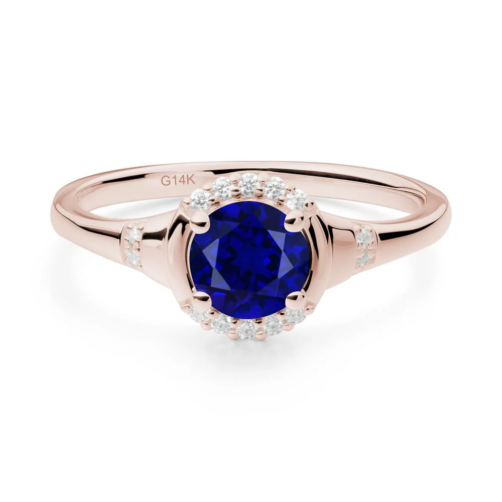 Round Sapphire Halo Ring - Image 8