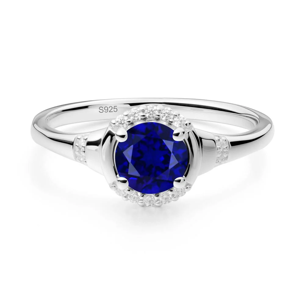 Round Sapphire Halo Ring - Image 9