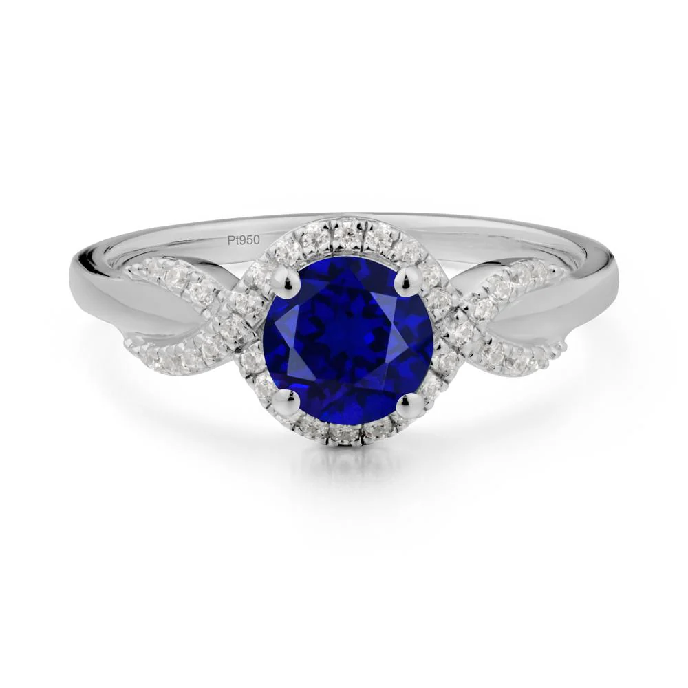 Round Sapphire Halo Twist Ring - Image 2