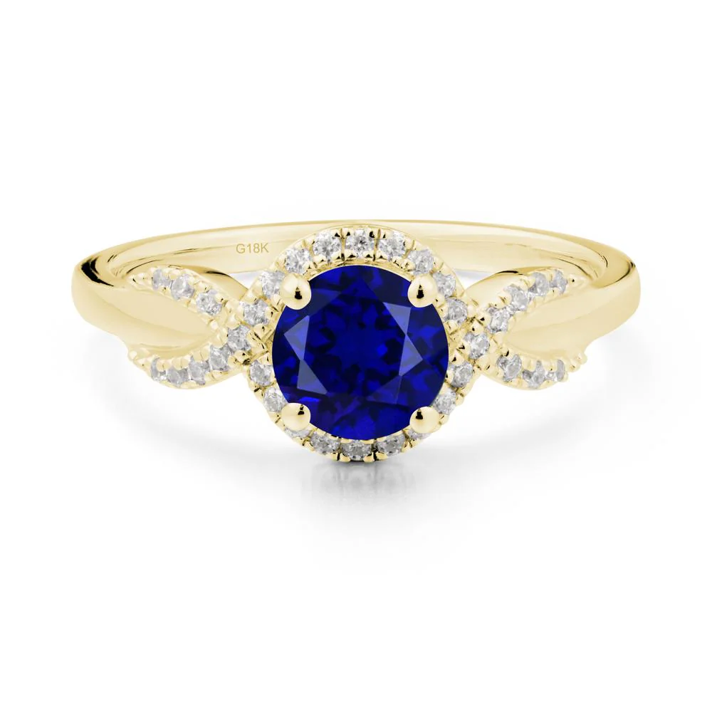 Round Sapphire Halo Twist Ring - Image 6