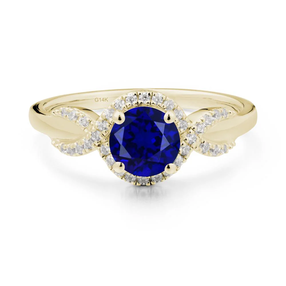Round Sapphire Halo Twist Ring - Image 8