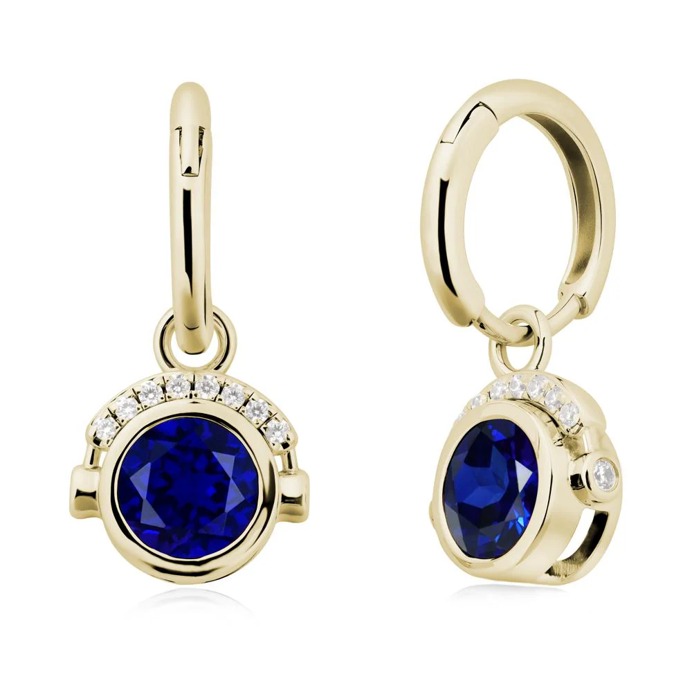 Round Sapphire Headphones Earrings - Image 3