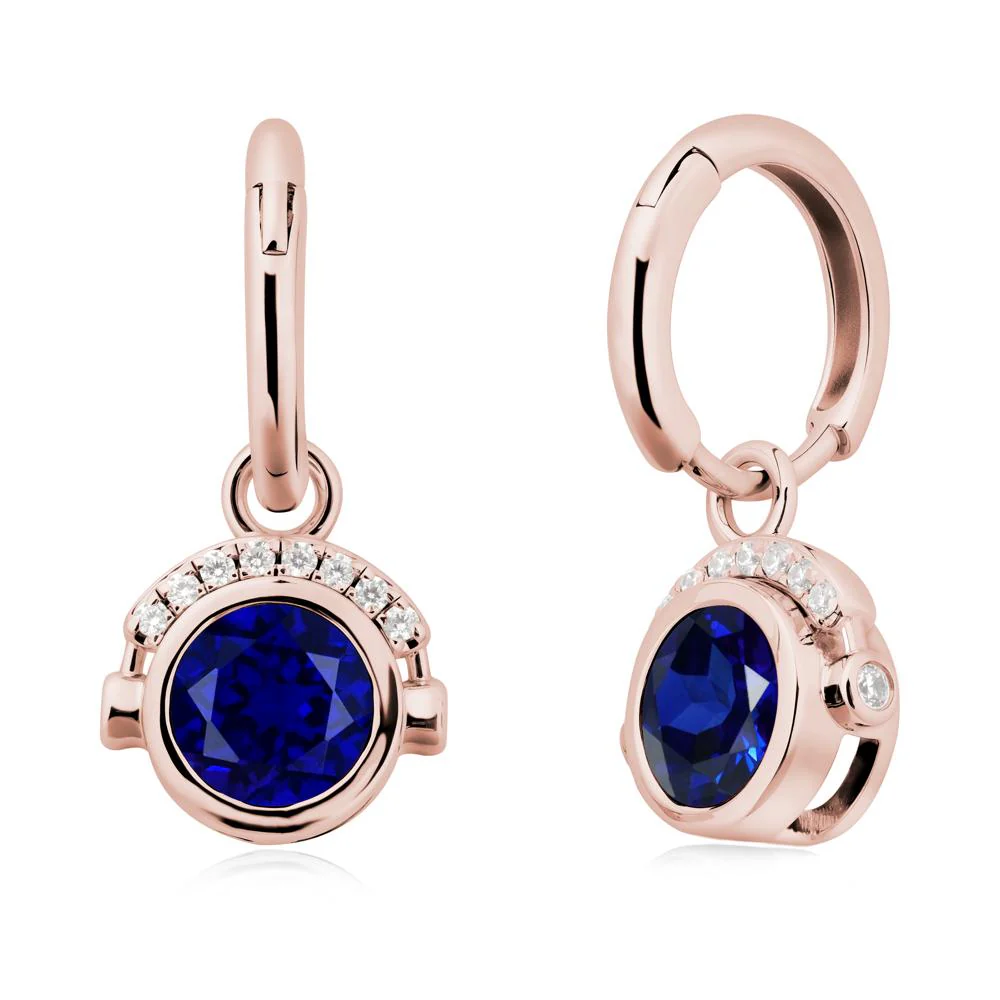 Round Sapphire Headphones Earrings - Image 4