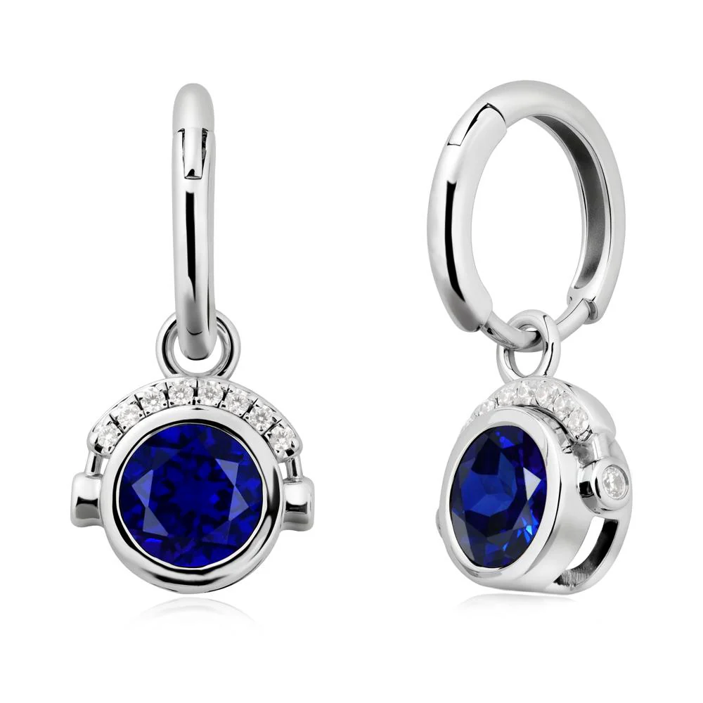 Round Sapphire Headphones Earrings - Image 5