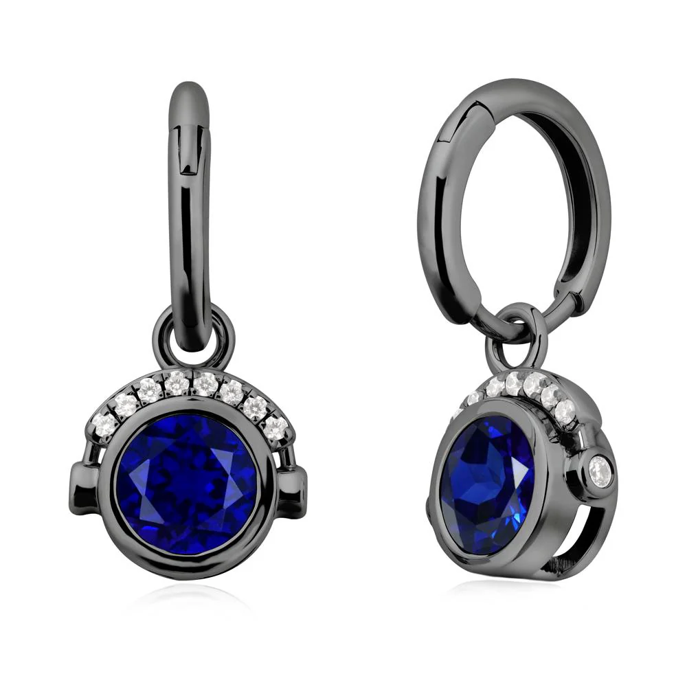 Round Sapphire Headphones Earrings - Image 7