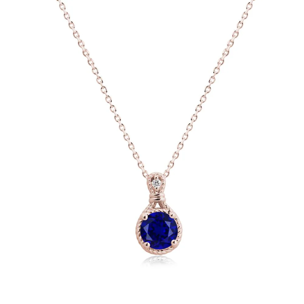 Round Sapphire Knot Rope Necklace - Image 2