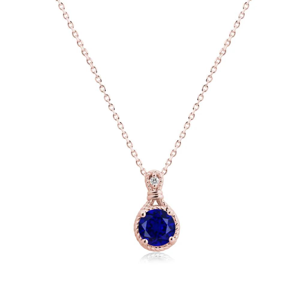 Round Sapphire Knot Rope Necklace - Image 4