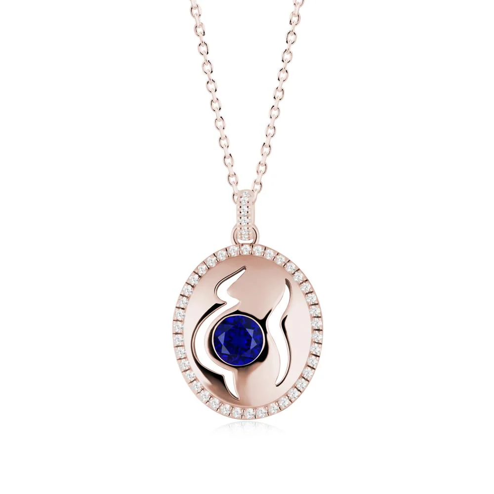 Round Sapphire Mom Necklace