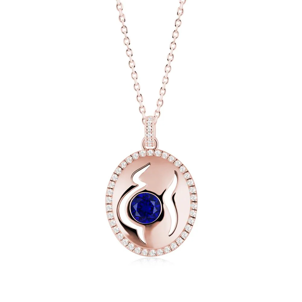 Round Sapphire Mom Necklace - Image 8