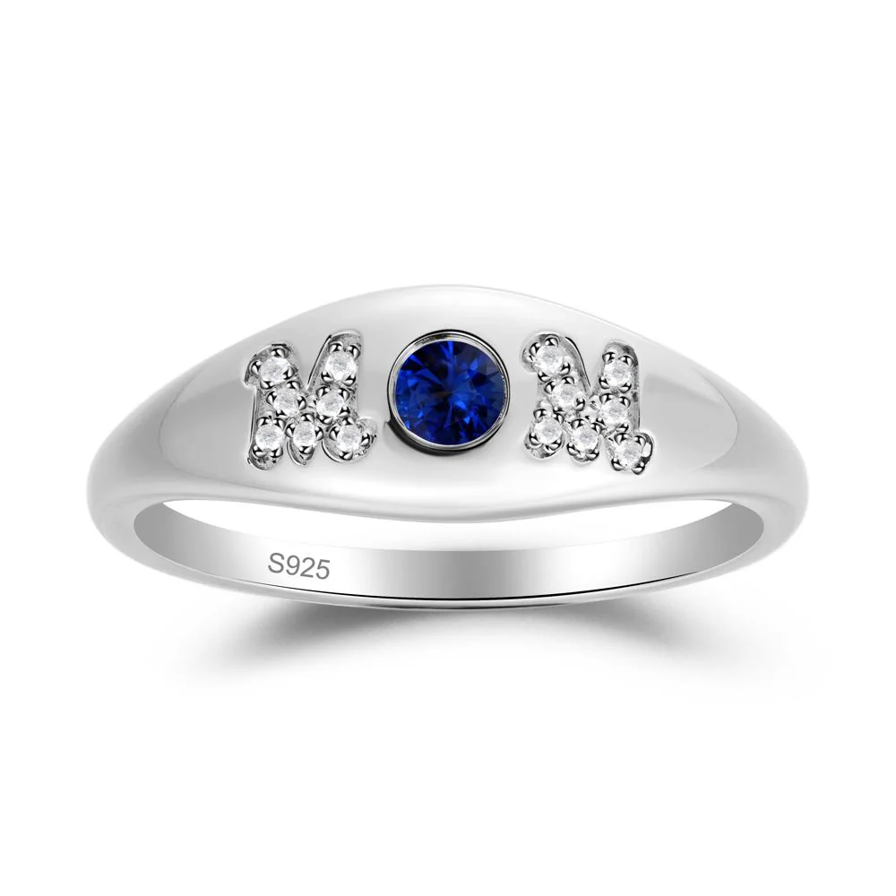 Round Sapphire Mother's Ring - Image 7