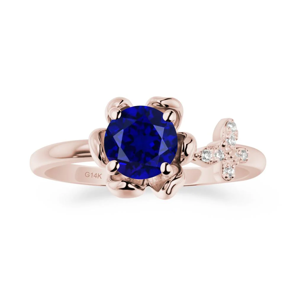 Round Sapphire Petal Promise Ring - Image 2