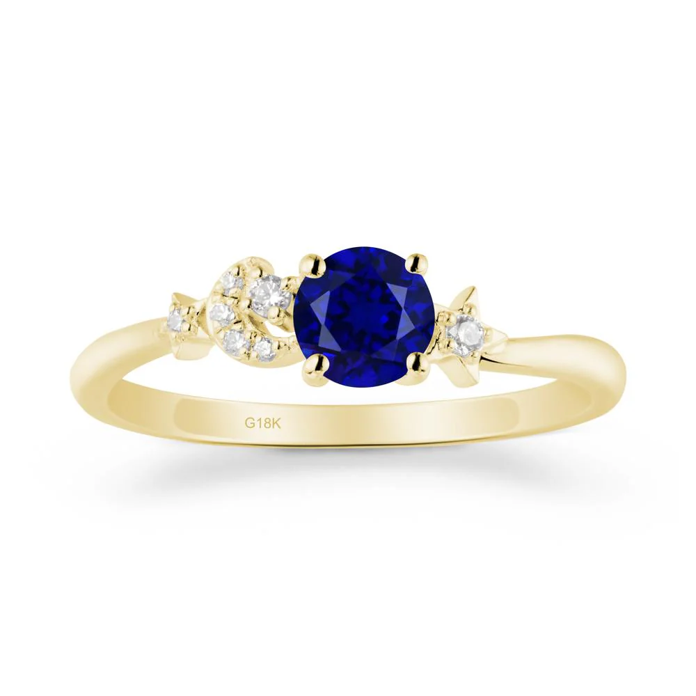 Round Sapphire Ring with Moon and Pentacle - Image 6