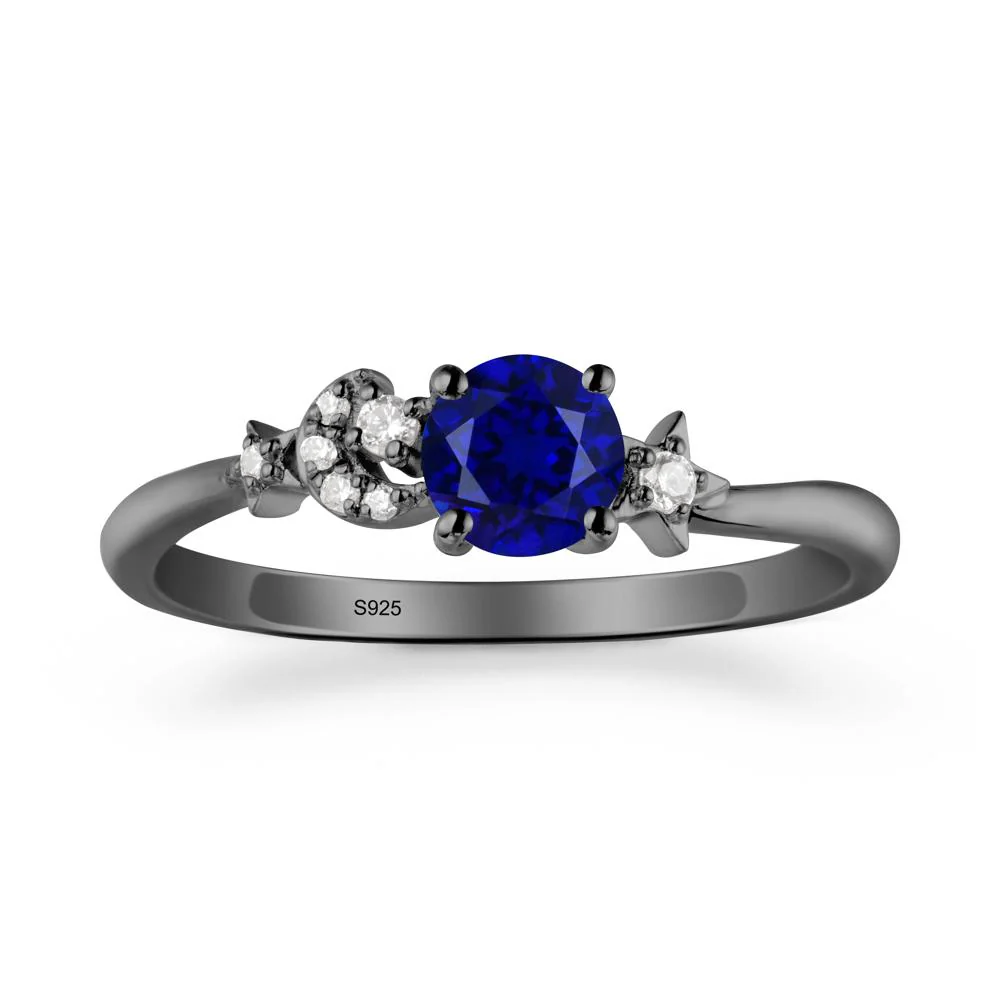 Round Sapphire Ring with Moon and Pentacle - Image 7