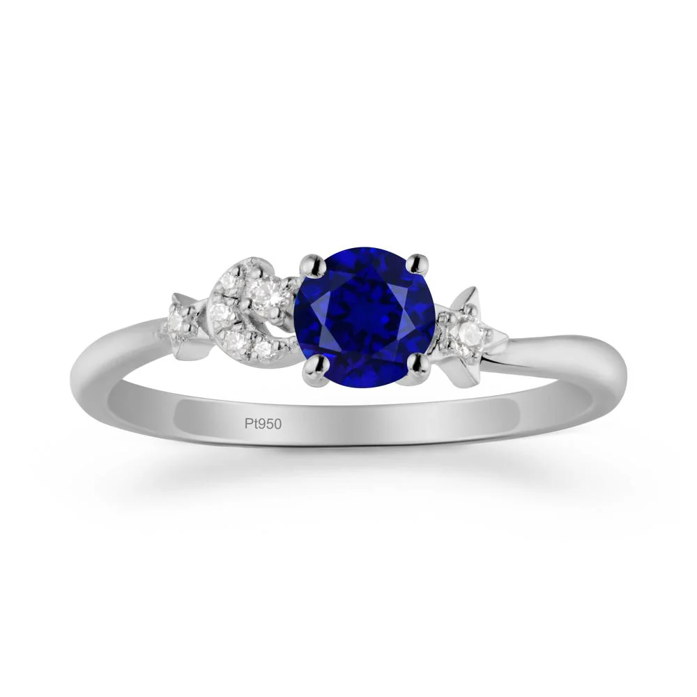Round Sapphire Ring with Moon and Pentacle - Image 8