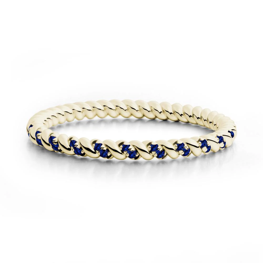 Round Sapphire Rope Twist Eternity Ring