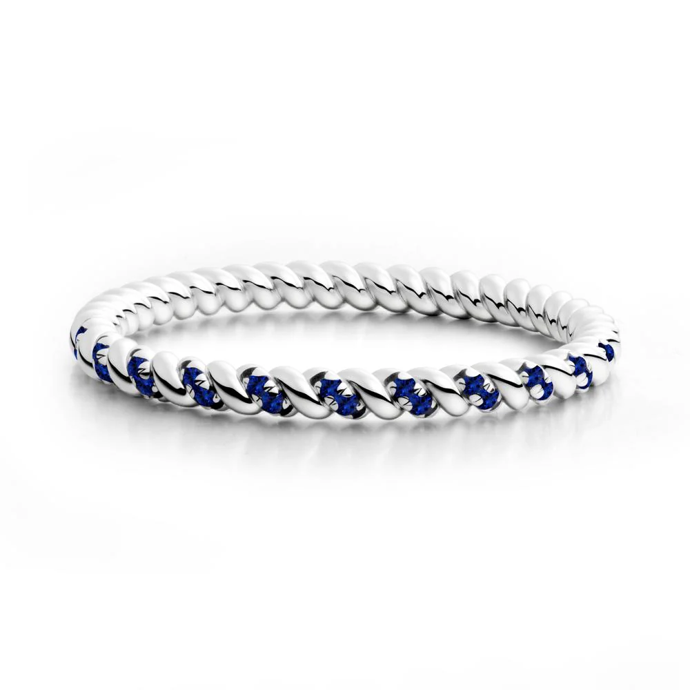 Round Sapphire Rope Twist Eternity Ring - Image 6