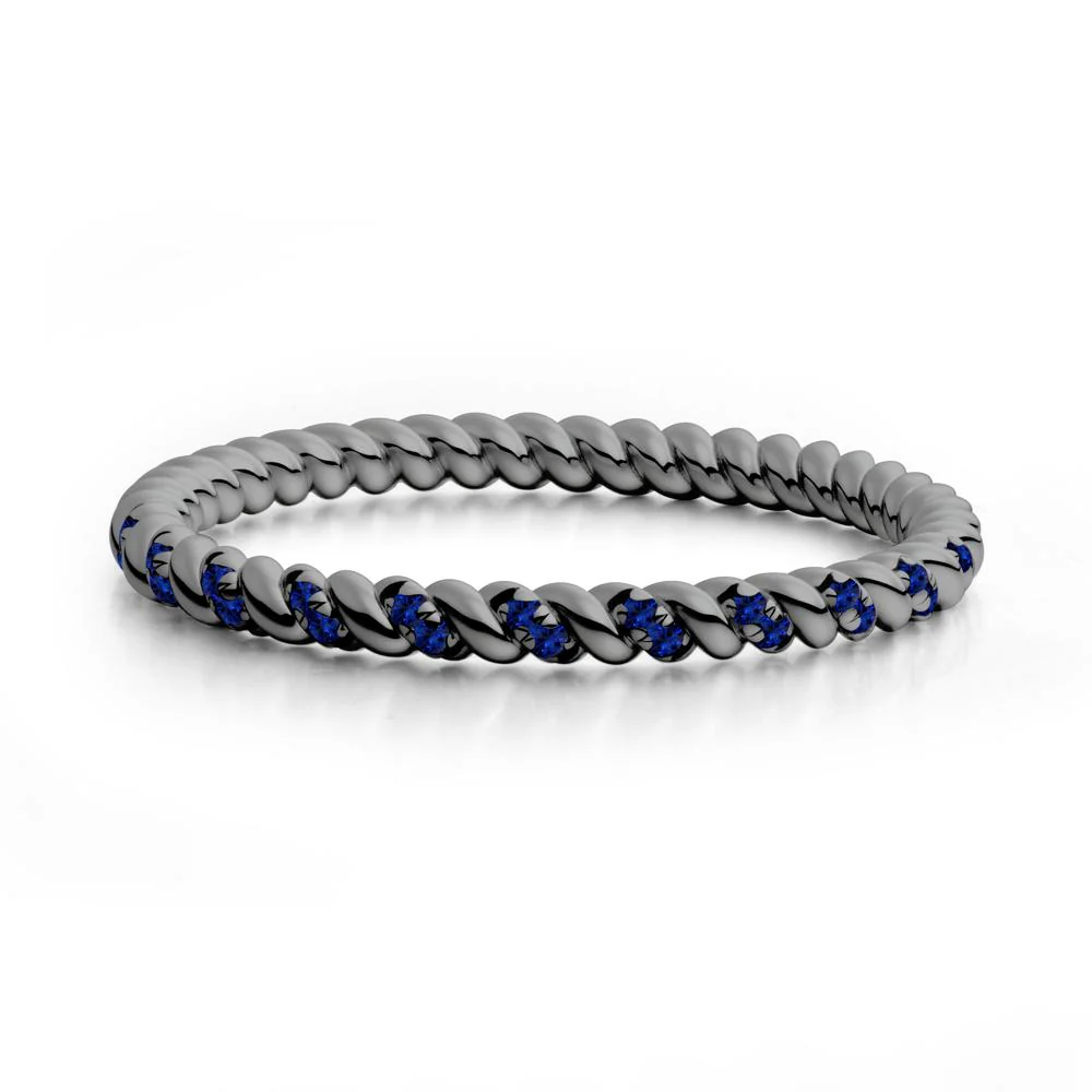 Round Sapphire Rope Twist Eternity Ring - Image 8