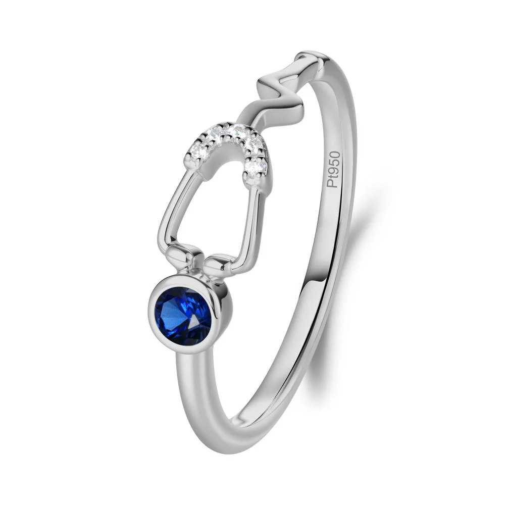 Round Sapphire Stethoscope Ring
