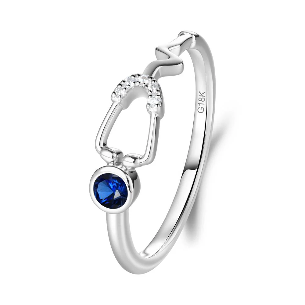Round Sapphire Stethoscope Ring - Image 2