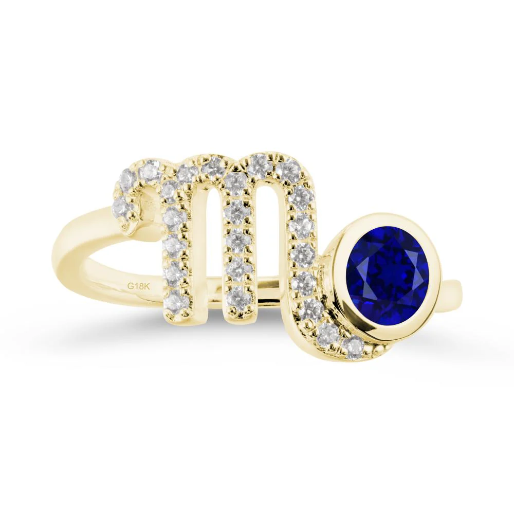 Round Sapphire Wrap Around Scorpio Zodiac Ring - Image 6