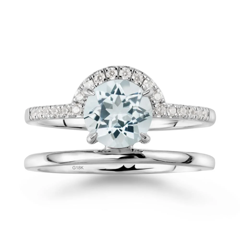 Round Shaped Aquamarine Ring In 18K Yellow Gold - Image 6