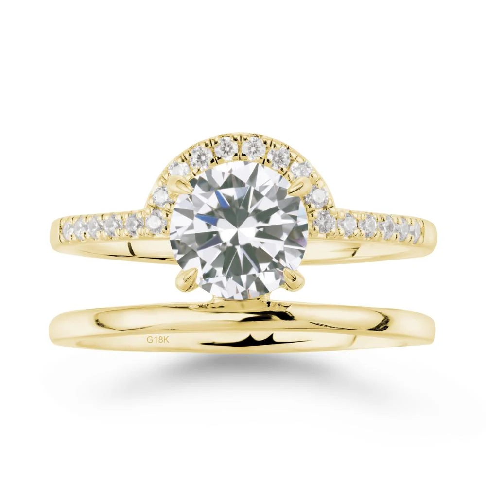 Round Shaped Cubic Zirconia Ring In 18K Yellow Gold - Image 6
